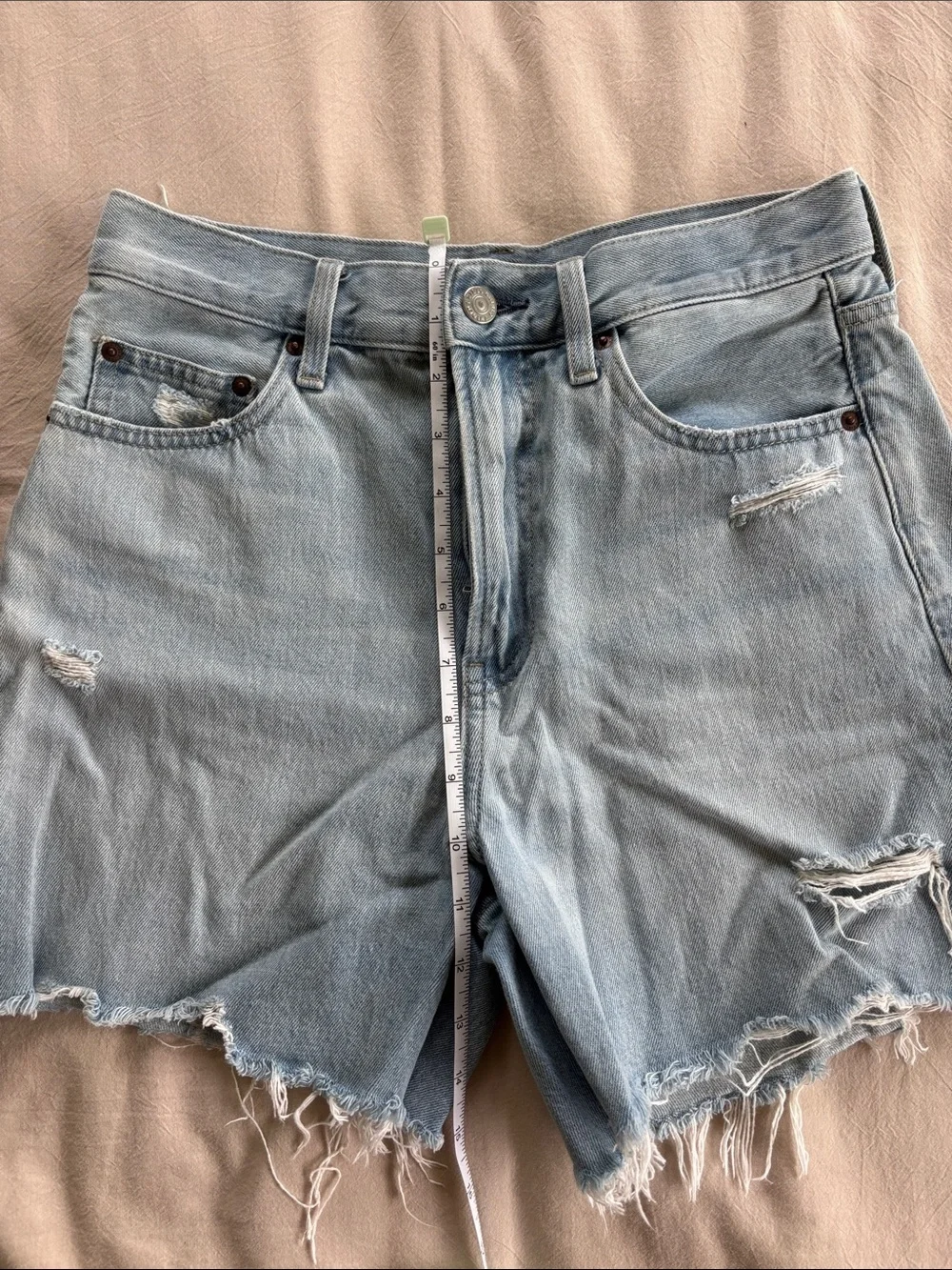 Uniqlo Distressed Light Denim Shorts